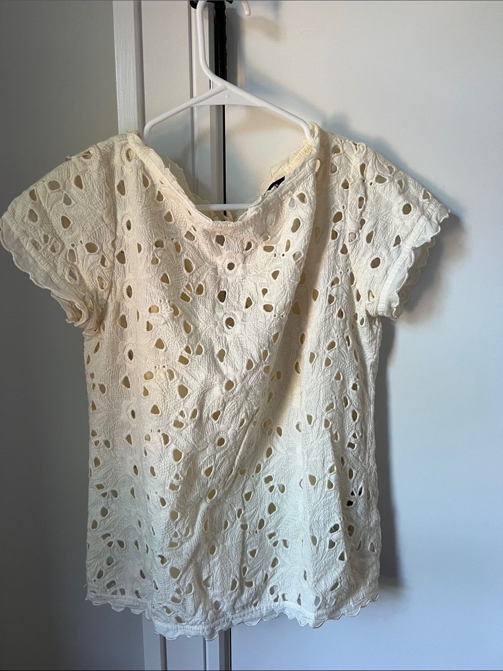 Kas New York White Eyelet Cap Sleeve Blouse